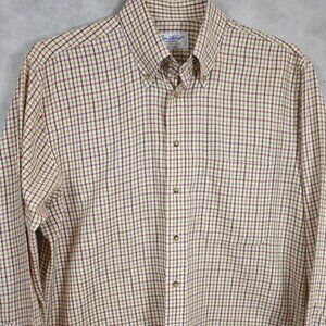 Ben Silver Charleston SC Swiss Cotton & Cashmere Gun Club Check Shirt M 15.5x34